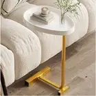 (Gold)C Shaped Side Table Small Egg Oval Shaped Sofa End Coffee Table That JY