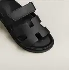 Brand New Authentic Hermes Chypre Black Noir Size 37 Leather Sandals With Box