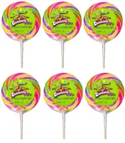 915596 6X 120G LOLLIPOP GIANT SOUR CARNIVAL LOLLY POP RAINBOW BRIGHT COLOURFUL