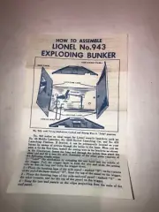 LIONEL ,, 943 , EXPLODING BUNKER INSTRUCTION SHEET , COLOR COPY