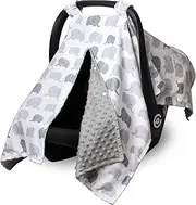 Boryokun Car Seat Cover for Babies, Minky Winter Infant Car Seat Cover, Nursing Cover for Baby Breastfeeding, Suitable for Baby Carrier, Stroller, with Peekaboo Opening Car Seat Canopy