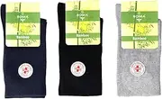 [Ntelioglou] 3 Pairs of Comfort Socks without Elastic Waistband and Without Seam for Men and Women Health Socks without Rubber with Comfort Waistband, black, 8-12 US