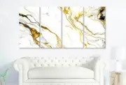 White Gold Marble Abstract 3 & 4 Panels Australian Made Wall Canvas High Quality