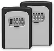 (Pack of 2) Key Lock Box for Outside - Wall Mount Key Safe Lock Box - Waterproof Key Lockbox With Code - 5 Keys Storage Box For Indoor & Outdoor