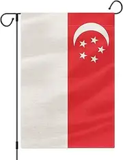 PTEROSAUR Singapore Garden Flag, Singaporean National Flags, 12x18 Inch Double Sided Burlap for Yard Lawn Indoor Outdoor Decor