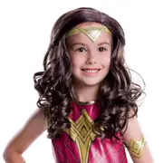 Wonder Woman Wig (Brown Wavy Curls) - Child Size