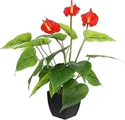 BESPORTBLE Artificial Flower Pot: Artificial Anthurium Plant Bonsai - Fake Potted Flower Realistic Plastic Plant for Home, Kitchen, Bathroom, Office Decor