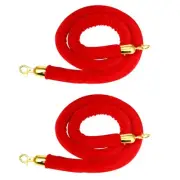 2 Pack Velvet Stanchion Rope Red, 5 Ft Crowd Control Ropes Barrier with Gold ...