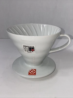 Arita HARIO VDC-02W WHITE CERAMIC HANDLED POUR OVER COFFEE DRIPPER NEW NWT Japan