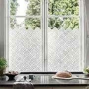 ChicSkin Pure White Frosted Privacy Stained Glass Window Film, Removable Static Cling Glass Decals Decor for Glass Window Door, Lotus Petal 59.05"x22.83"