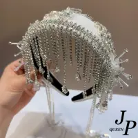 在飛比找momo購物網優惠-【Jpqueen】水晶流蘇歐風復古華麗手工髮箍髮飾(2色可選
