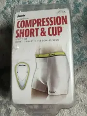 FRANKLIN FLEXPRO Compression Shorts & Cup~ Youth XS Waist: 19" - 21" ~White NEW