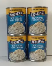 4 CANS Progresso Traditional New England Clam Chowder 19 oz FREE SHIPPING!