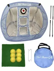 Golf Chipping Net Complete Set With Turf Hitting Mat, 6 Foam Balls & More