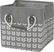 T&T Homewares, Storage Bin, Laundry Hamper, Canvas Fabric Collapsible Organizer Basket for Laundry Hamper, Toy, Kids, Pets ,Blankets, Bins, Gift Baskets (white Leaves)