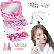Kids Makeup Set | Girls Make Up Set Washable | Foldable Beauty Case Play Real Makeup Toys Princess Dolls Dress Up Game for Children Teen Girls, Age 4-12 Years Old