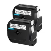 2PK For Brother P-touch PT-65 PT-70 12mm Label Tape M-K131 MK131 Black on Clear