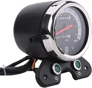 Universal Motorcycle Dual Speedometer with Gear Display and Backlight for Cafe Racer 95 x 105mm Black