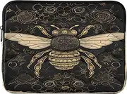 Yellow Bee on Black Case Laptop, Protective Padded 15.6 Inch Laptop Case for Women