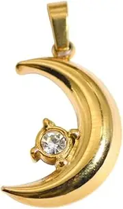 AIMALL DIY Craft Crescent Moon, Pearl Circle, and Oval Green Stone Pendants for Necklace Making