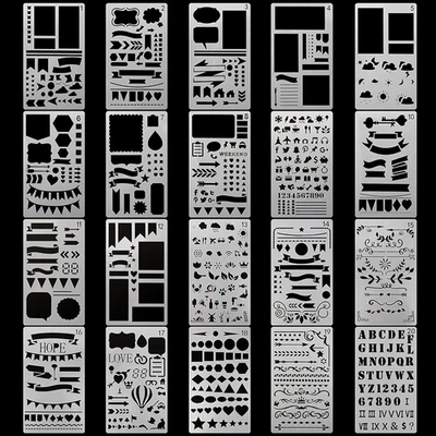 ZHUOMINGJIA 20 PCS Drawing Stencils Set,Reusable Plastic Drawing Templates,For P