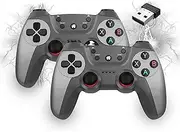 XIXIMENG USB Doppeltes Kabelloses Controller für Multiplayer, für Linux/Android-Telefon für Game Box/Game Stick/Windows PC/TV Box/Android,Plug & Play 2,4G Gamepad mit Hall-Effekt Joysticks (Silber)