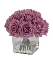 [Vicky Yao] Real Touch Luxury Artificial Purple Gray Rose Arrangement