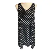 Ann Taylor Loft Womens XS Shift Mini Dress Sleeveless Floral Lined Black V Neck