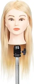 (46cm, 613) - GEX 46cm - 70cm 100% Human Hair Training Practise Head Styling Dye Cutting Mannequin Manikin Head Blonde Colour 613 (46cm)