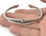 Textured Cuff Bracelet Adjustable Antique Silver Plated Brass 62mm size 3163