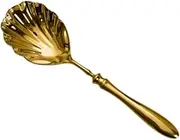 Folpus Serving Spoon Basting Spoon Shell Shape Multifunctional Tablespoon for Parties Home Restaurant Buffet Family Dinners Catering, Gold Large