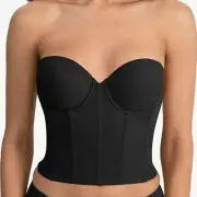 Dominique Brie Backless Strapless Bra Black Bridal Size 44D