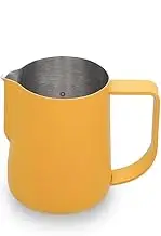 watchget Milk Frothing Pitcher 250ml/8oz Espresso Steaming Pitcher with Matte Yellow Coating Stainless Steel Milk Steamer Jug Milk Frothing Cup, Yellow