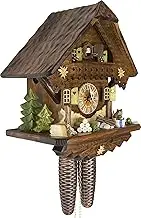 Cuckoo Palace German Cuckoo Clock - Summer Meadow Chalet with 8-Day-Movement - 13 1/3 inches Height - Black Forest Clock