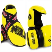TOPTEN SUPERLIGHT YELLOW White Glove Boot Switch strap KARATE TKD SAFETY SET