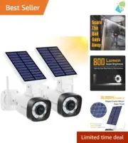 IP66 Waterproof Fake Security Camera Set with Adjustable Floodlights - 2 Count