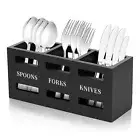 Wooden Cutlery Holder Storage Rack Kitchen Sink Caddy Utensils Spoon Fork Knives