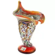 GlassOfVenice Murano Glass Millefiori Horn Of Plenty Vase - Multicolor