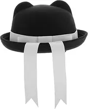 [BESPORTBLE] Adorable Cat Ear Beret Ribbon Bow Hat Stylish Boys and Girls Snowman Hat Black