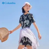 在飛比找Yahoo!奇摩拍賣優惠-Columbia哥倫比亞戶外女城市休閑運動短袖中長款T恤連衣