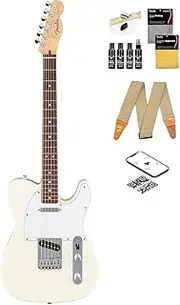 Fender Standard Telecaster - Olympic White Bundle with Strap, Guitar Cleaning Kit, and Austin Bazaar Instructional Video