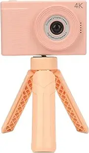 Kids Camera, Multicolor Filters Video Camera 1080P Recording Auto Focus Fun Frames with Tripod for Travel for Students (Roseate)
