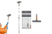 Window Squeegee 2 in 1 Window Cleaning Tools with 2 Microfiber Cloths Groove-7 Section Pole