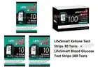 LifeSmart Ketone Test Strips 3 x 10 Tests + 100 Blood Glucose Test Strips