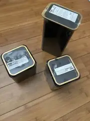IKEA BLOMNING Coffee/tea canister Set Lot of 3. Black With Gold Rim. Brand New.