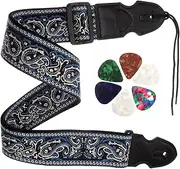 KAILIKETIY 1 Set Guitar Strap with Picks Durable Crossbody Strap for Electric and Acoustic Guitars Versatile Use Connectors Includes Picks and Strong Support Random Color
