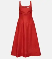 [Chloe] Chloé Linen midi dress AU 14 red