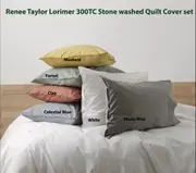 Renee Taylor Lorimer 300TC Stone washed Quilt Cover set 6-Colours