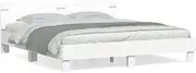 vidaXL Engineered Wood Bed Frame - King Size with Sturdy Plywood Slats and Back Supportive Headboard - White
