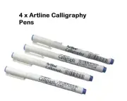 Calligraphy Marker Pens Blue Chisel Art Craft Urdu Chinese 4.0mm (4 pens)